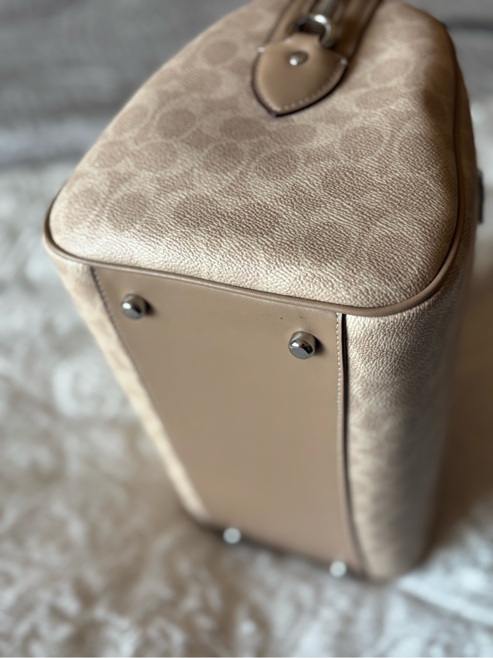 Coach Large Rowan in Sand/Taupe/Silver Canvas - Picture 6 of 13